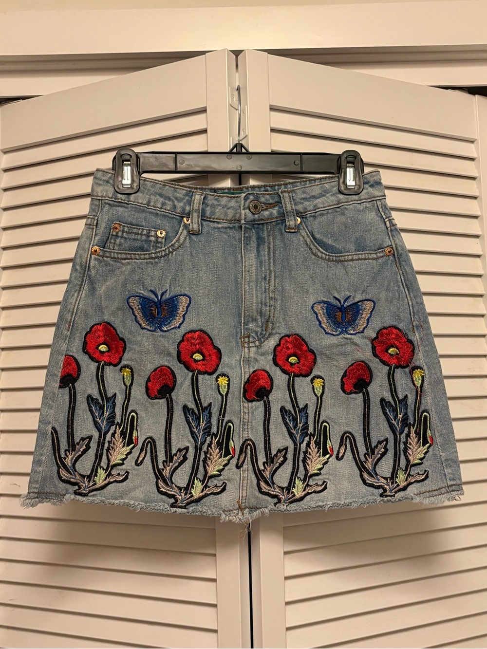 Jean Skirt with Floral Details SMALL